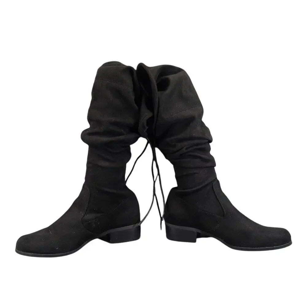 Charles David Shoes Women 7 Boots Fashion Over The Knee Gammon Pull On Tie Black